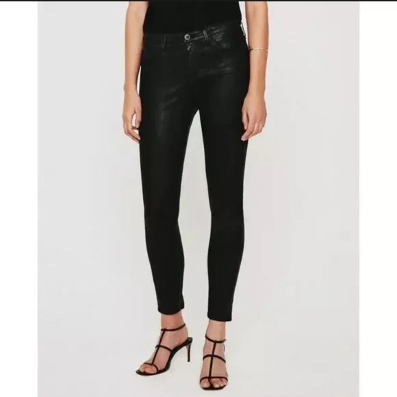 AG ADRIANO GOLDSCHMIED Super Skinny The Legging Ankle Leatherette Super Black 28